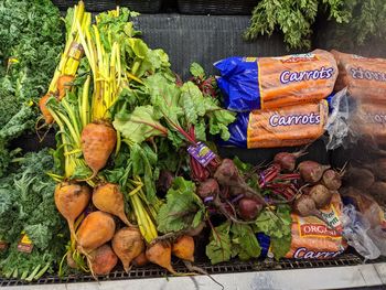 Vegetables for sale at market stall