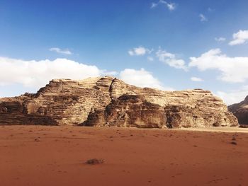 Rock formations on landscape against sky