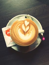 High angle view of coffee on table