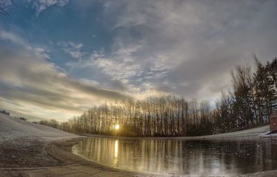 Scenic view of lake against sky