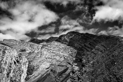 Scenic view of mountains against cloudy sky