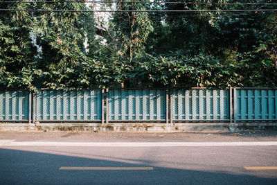 Fence by empty road