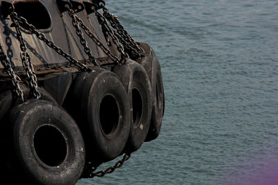 Close-up of boat in sea