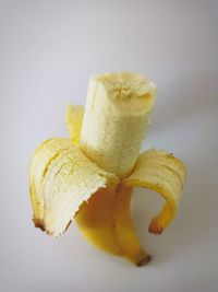 Close-up of lemon slice against white background