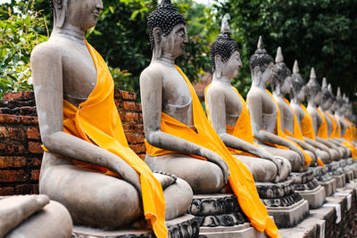 Sculpture of buddha statues in ayutthaya