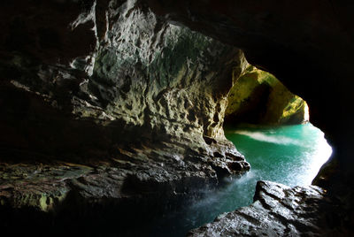 Scenic view of rock formation in sea