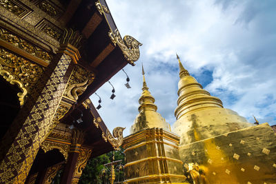 Low angle view of temple building against sky