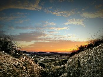 Scenic view of sea at sunset