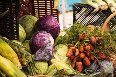 Close-up of vegetables for sale at market