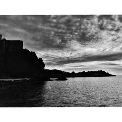 Scenic view of sea against cloudy sky