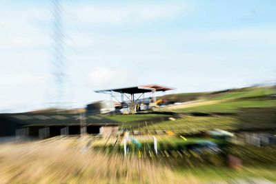 Blurred motion of horse against sky