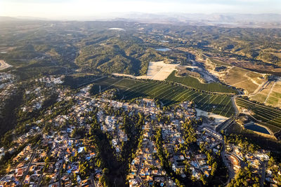 High angle view of agricultural landscape