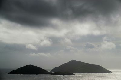 Scenic view of sea against cloudy sky