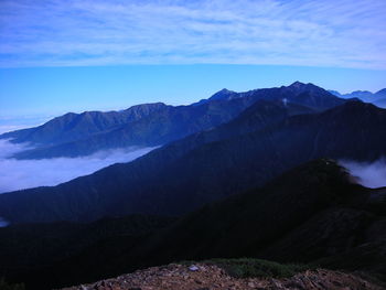 Scenic view of mountains against sky