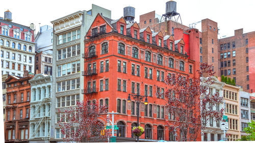 Low angle view of buildings in city. new york city, united states