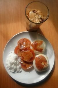 Close-up of breakfast served on table