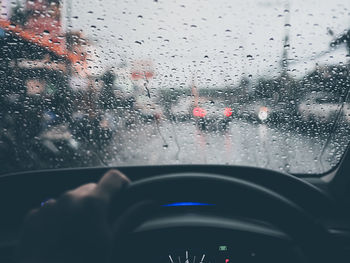 Raindrops on car window