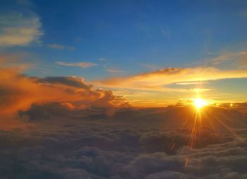 Scenic view of dramatic sky during sunset