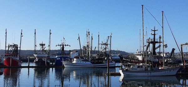 Boats at newport harbor