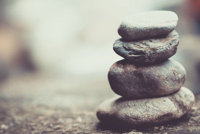 Close-up of stack of pebbles