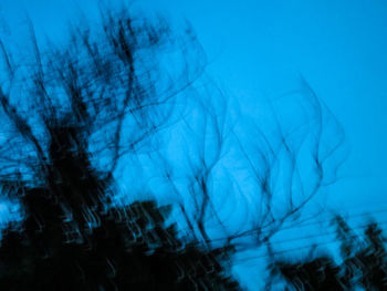 Close-up of bare tree against blue sky