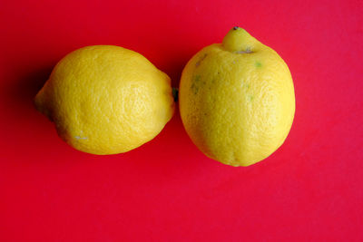 Close-up of oranges against red background