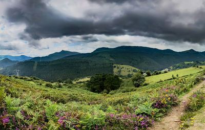 Scenic view of mountains against sky