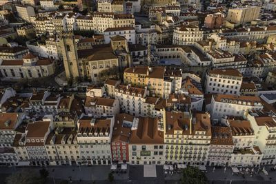 High angle view of buildings in city