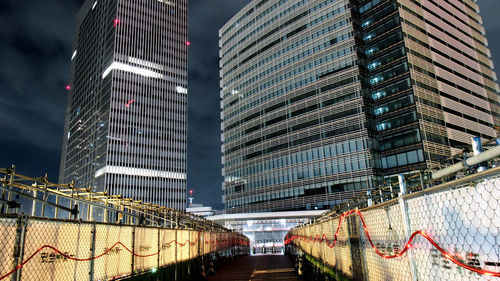 Low angle view of modern buildings in city