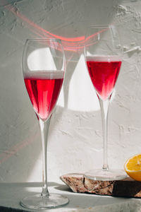 Close-up of wineglass on table