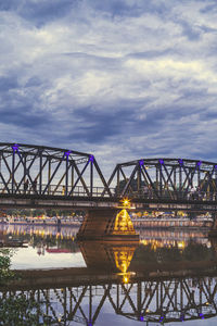 Bridge over river against cloudy sky