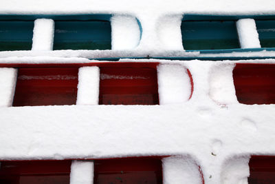 Close-up of snow on window