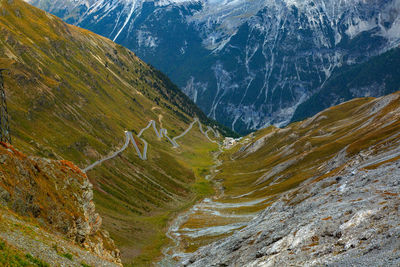 High angle view of mountain road