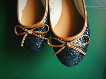 High angle view of shoes on table