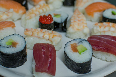 Close-up of sushi in plate