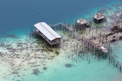 High angle view of abandoned swimming pool