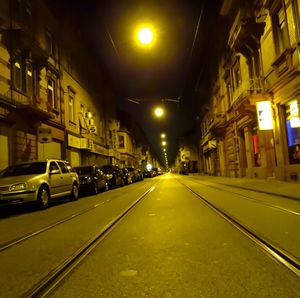 Illuminated road at night