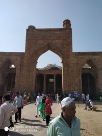 Group of people at historical building