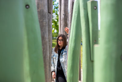 Woman standing in a hair