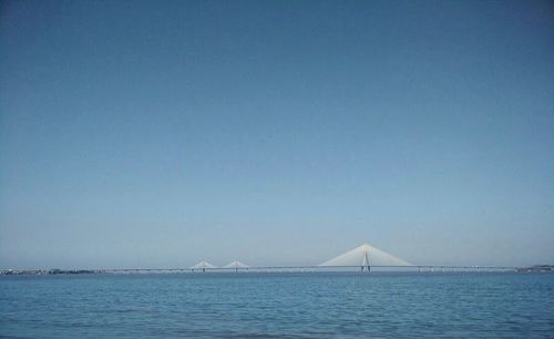 Scenic view of calm sea against clear sky