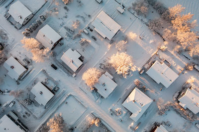 High angle view of buildings in city