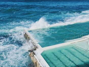 High angle view of sea waves