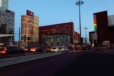 View of city street at night