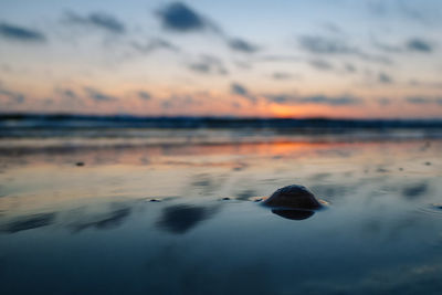 Scenic view of sea against sky at sunset