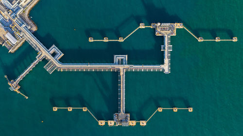 Aerial view of oil and gas industry by sea