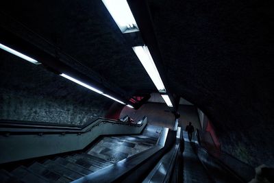 High angle view of steps at subway station