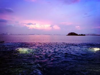 Scenic view of sea at sunset