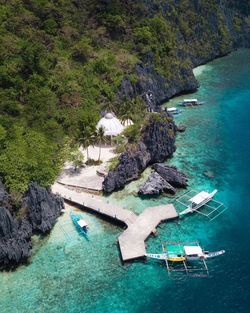 High angle view of swimming pool at beach