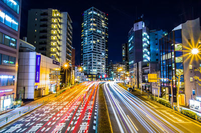 High angle view of illuminated city at night