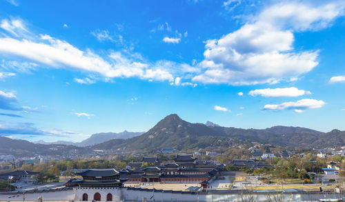 High angle view of townscape against sky